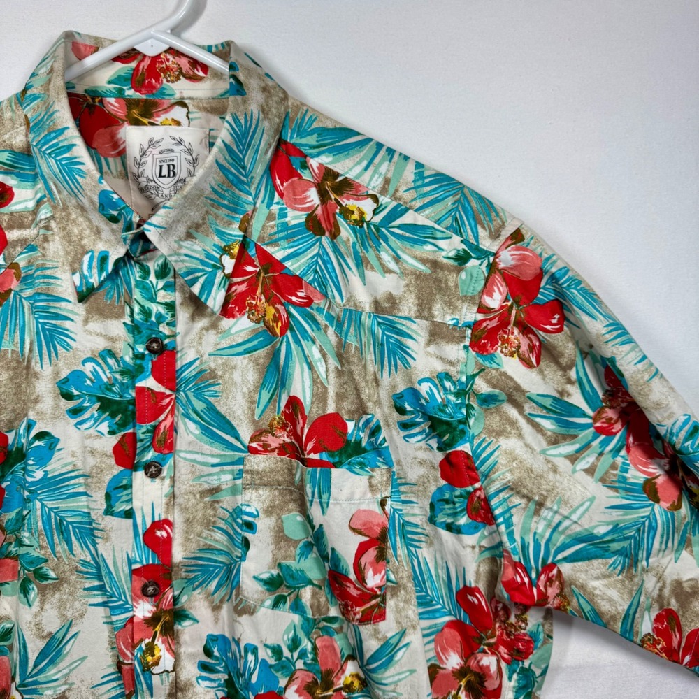 Le Bond Floral Hawaiian Shirt Tropical Button Up Short Sleeve Sz XL
